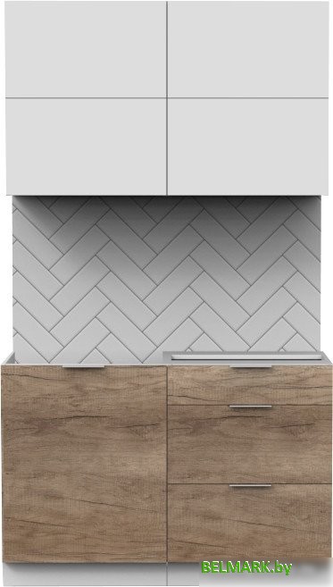 Готовая кухня Интермебель Микс Топ-31 1.2м без столешницы (белый премиум/дуб каньон) - фото