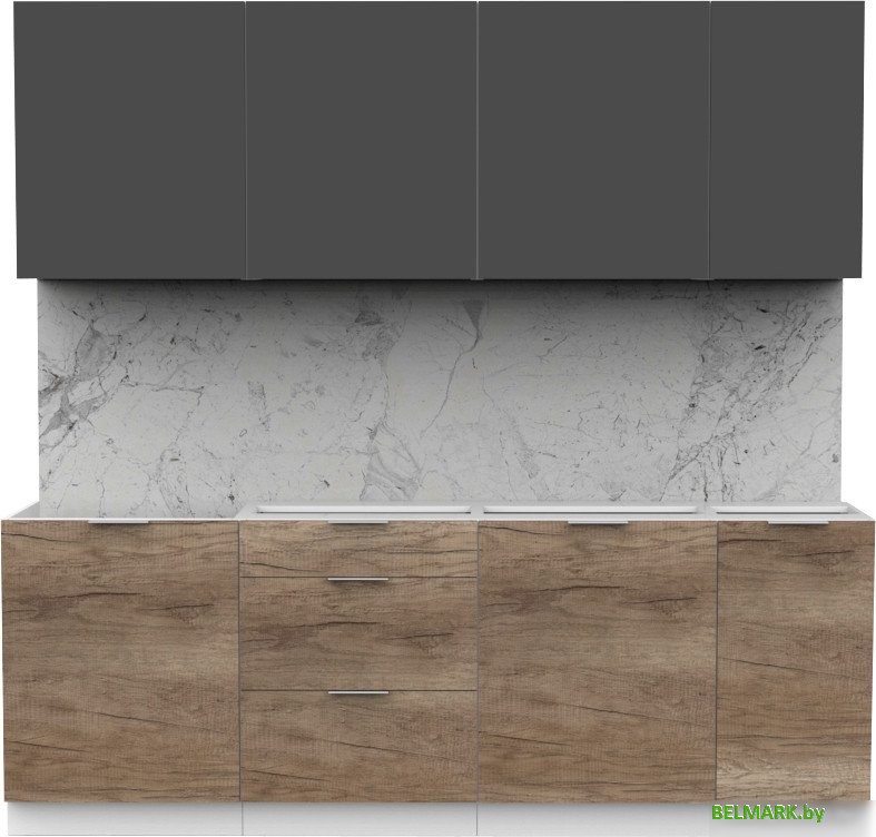 Готовая кухня Интермебель Микс Топ-7 2.2м без столешницы (графит серый/дуб каньон) - фото