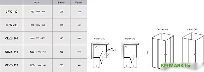 Душевая дверь Ravak CRV2 100 (серебристый/прозрачное) - фото2