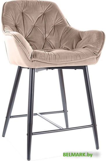 Стул с подлокотниками Signal Cherry H-2 Velvet (bluvel 28 бежевый/черный мат) - фото