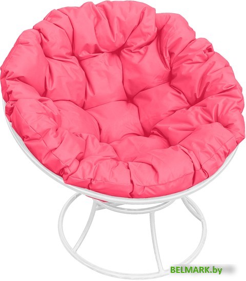 Кресло M-Group Папасан 12010108 (белый/розовая подушка) - фото