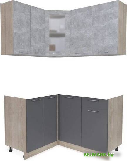 Готовая кухня Интерлиния Мила 12x14 без столешницы (бетон/антрацит) - фото