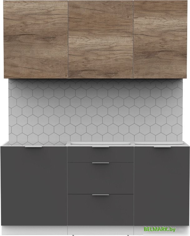 Готовая кухня Интермебель Микс Топ-3 1.7м без столешницы (дуб каньон/графит серый) - фото