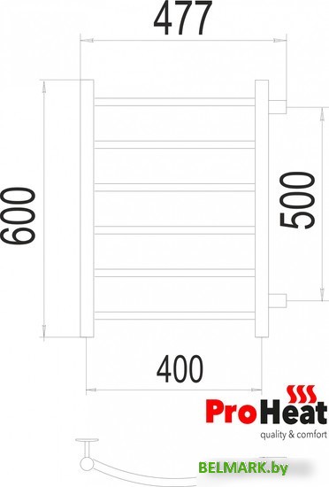 Полотенцесушитель ProHeat Classic 40x60 (боковое подключение, черный муар) - фото2