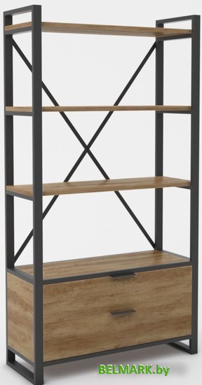 Стеллаж Hype Mebel Стандарт Люкс 50x170 (черный/дуб галифакс олово) - фото