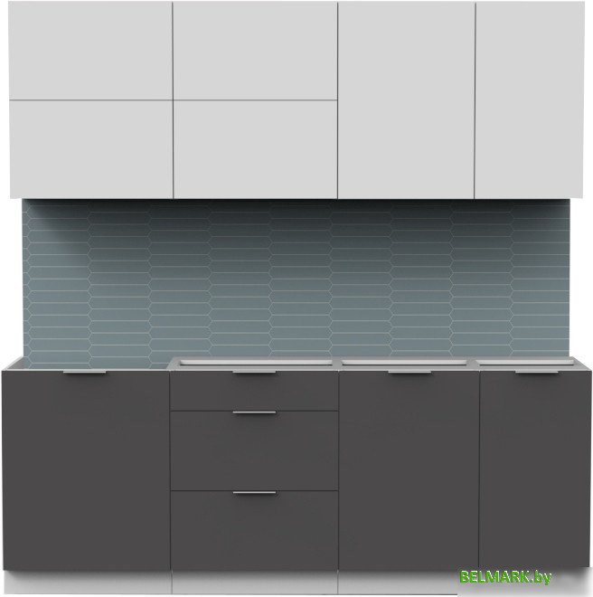 Готовая кухня Интермебель Микс Топ-36 2.1м без столешницы (белый премиум/графит серый) - фото