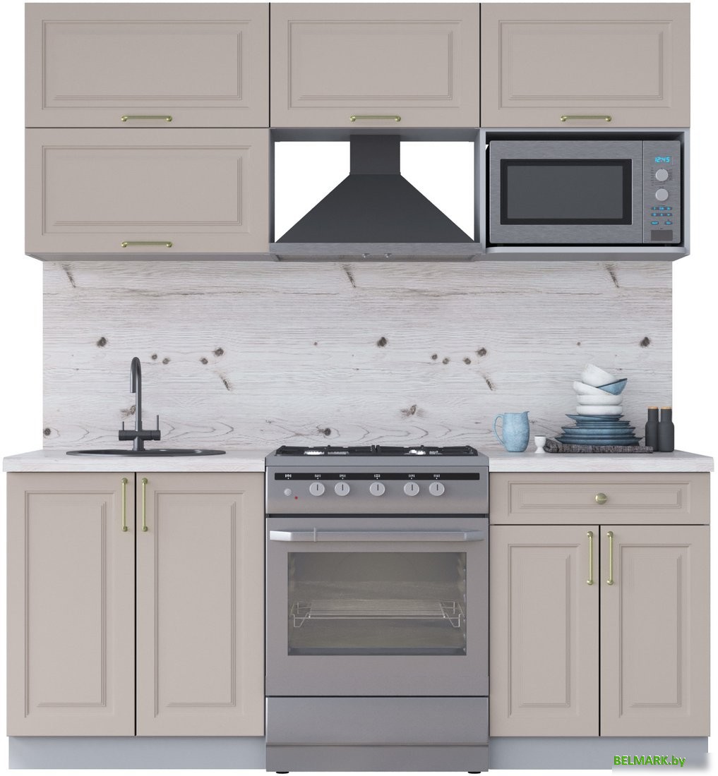Готовая кухня Интерлиния Мила Шато 1.9В (луна/луна/бискайская сосна) - фото
