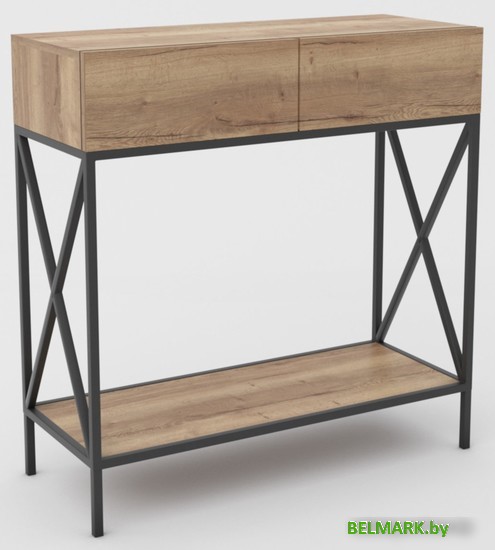 Консольный стол Hype Mebel Лесс 100x40 (черный/дуб галифакс натуральный) - фото