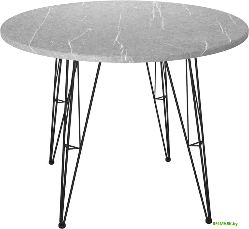 Кухонный стол Sheffilton SHT-TU10/TT 90 (черный муар/серый мрамор) - фото
