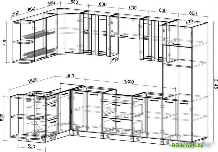 Готовая кухня Интерлиния Мила 1.68x3.0 левая без столешницы (бетон/антрацит) - фото2