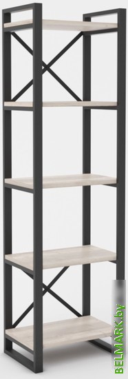 Стеллаж Hype Mebel Стандарт 80x200 (черный/древесина белая) - фото