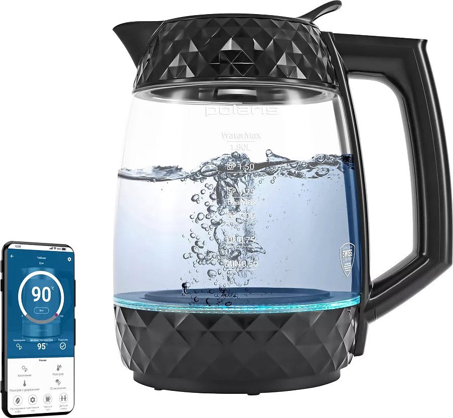Электрический чайник Polaris PWK 1823CGLD WI-FI IQ Home (черный) - фото