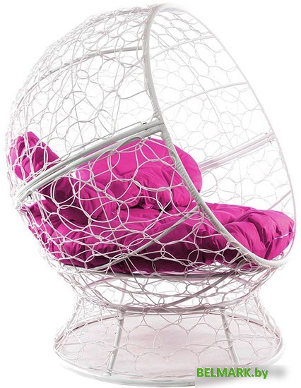 Кресло M-Group Апельсин 11520108 (белый ротанг/розовая подушка) - фото