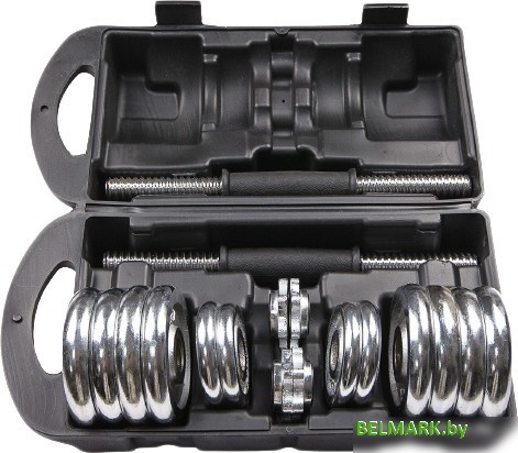 Набор гантелей Ametist хромированные в чемодане 15 кг - фото