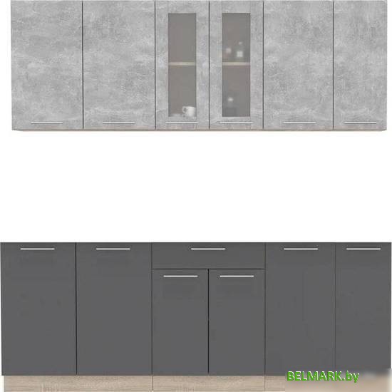 Готовая кухня Интерлиния Мила 21 без столешницы (бетон/антрацит) - фото