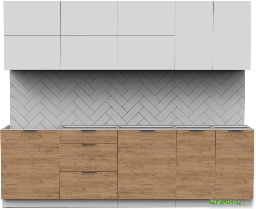 Готовая кухня Интермебель Микс Топ-39 2.6м без столешницы (белый премиум/дуб крафт золотой) - фото