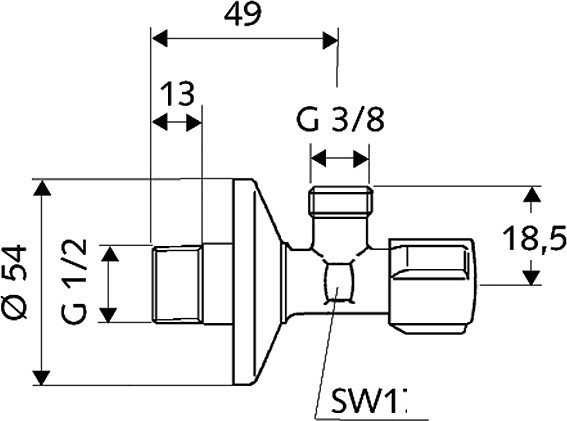 Запорная арматура Schell Вентиль горизонтальный для смесителя 1/2"x3/8" 05 212 06 99 - фото2