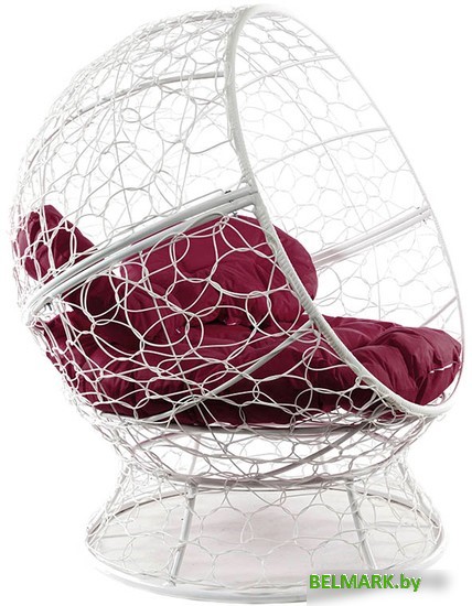 Кресло M-Group Апельсин 11520102 (белый ротанг/бордовая подушка) - фото2