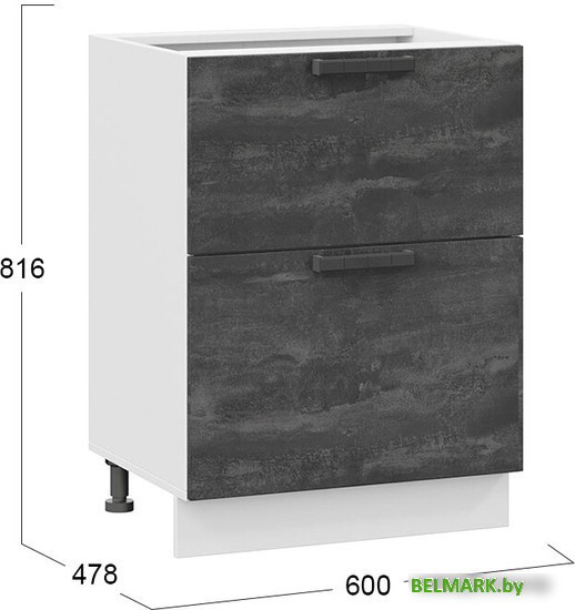 Шкаф напольный Трия Детройт 1Н6Я2 (белый/угольный камень) - фото2