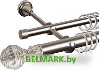 Карниз для штор АС ФОРОС Grace D25Г/16Г + наконечники Ампир (3м, сатин) - фото