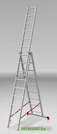 Лестница-стремянка Новая высота NV 223 алюминиевая трёхсекционная 3x9 ступеней - фото2