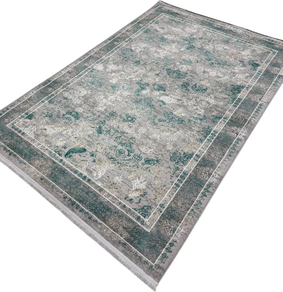 Ковер для жилой комнаты Radjab Carpet Афина Прямоугольник 9008A 12805RK (3x5, Grey/Green) - фото