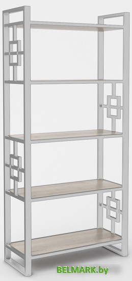 Стеллаж Hype Mebel Квадро 80x200 (белый/древесина белая) - фото