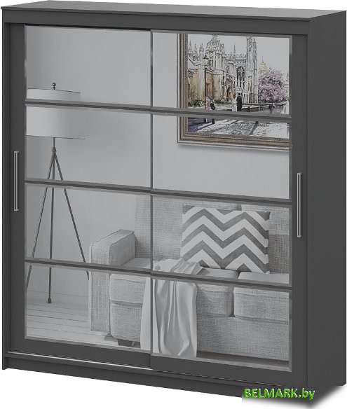 Шкаф-купе NN мебель К ШКП 3 2.0 Макс (графит серый) - фото