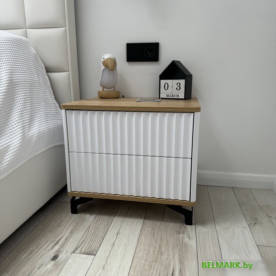 Тумба Shtabe Royal 5003 эко (белый/дуб кантри золотой/черный) - фото2