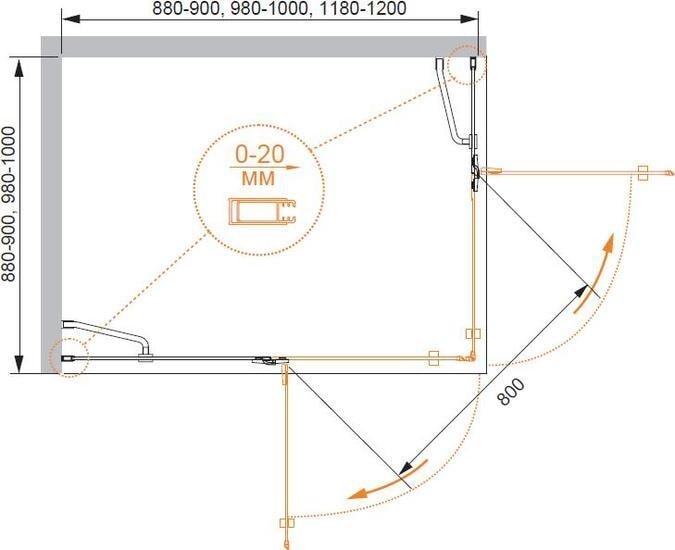 Душевой уголок Cezares BERGAMO-W-A-2-100-C-Cr - фото2