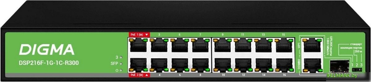 Неуправляемый коммутатор Digma DSP216F-1G-1C-R300 - фото