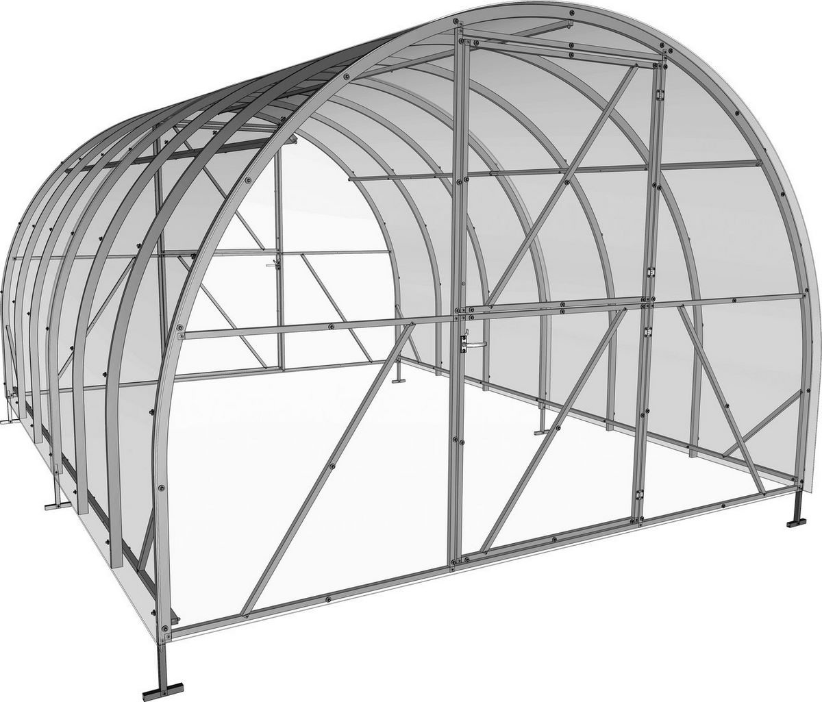 Теплица Импласт Атлант 3х4 дуги 40х20 шаг 67 15327 (с сотовым поликарбонатом 4мм) - фото