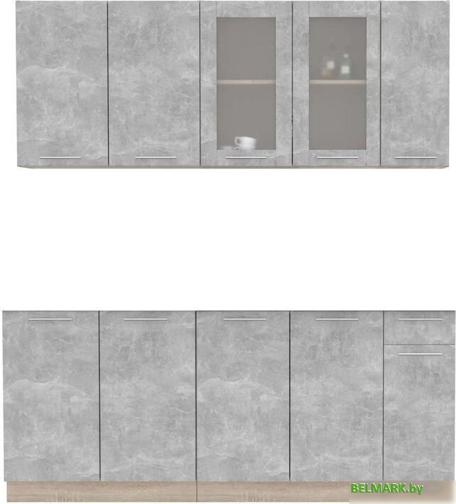 Готовая кухня Интерлиния Мила 19 без столешницы (бетон/бетон) - фото