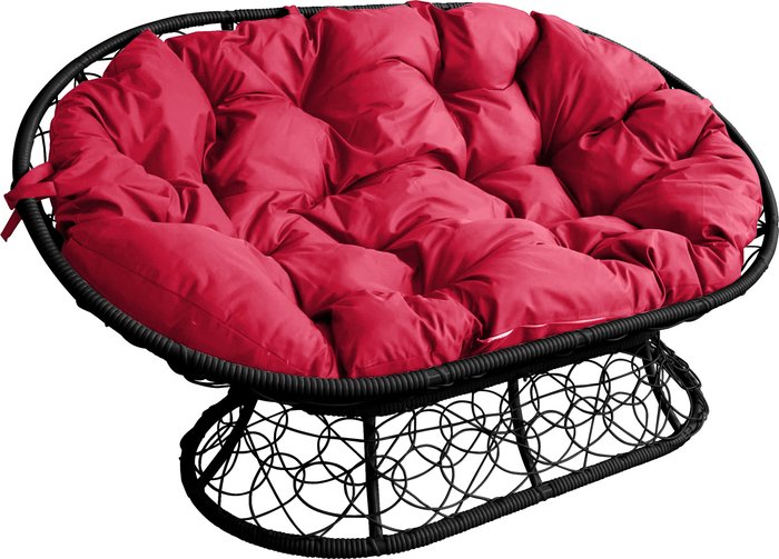 Садовый диван M-Group Мамасан 12110406 (черный ротанг/красная подушка) - фото