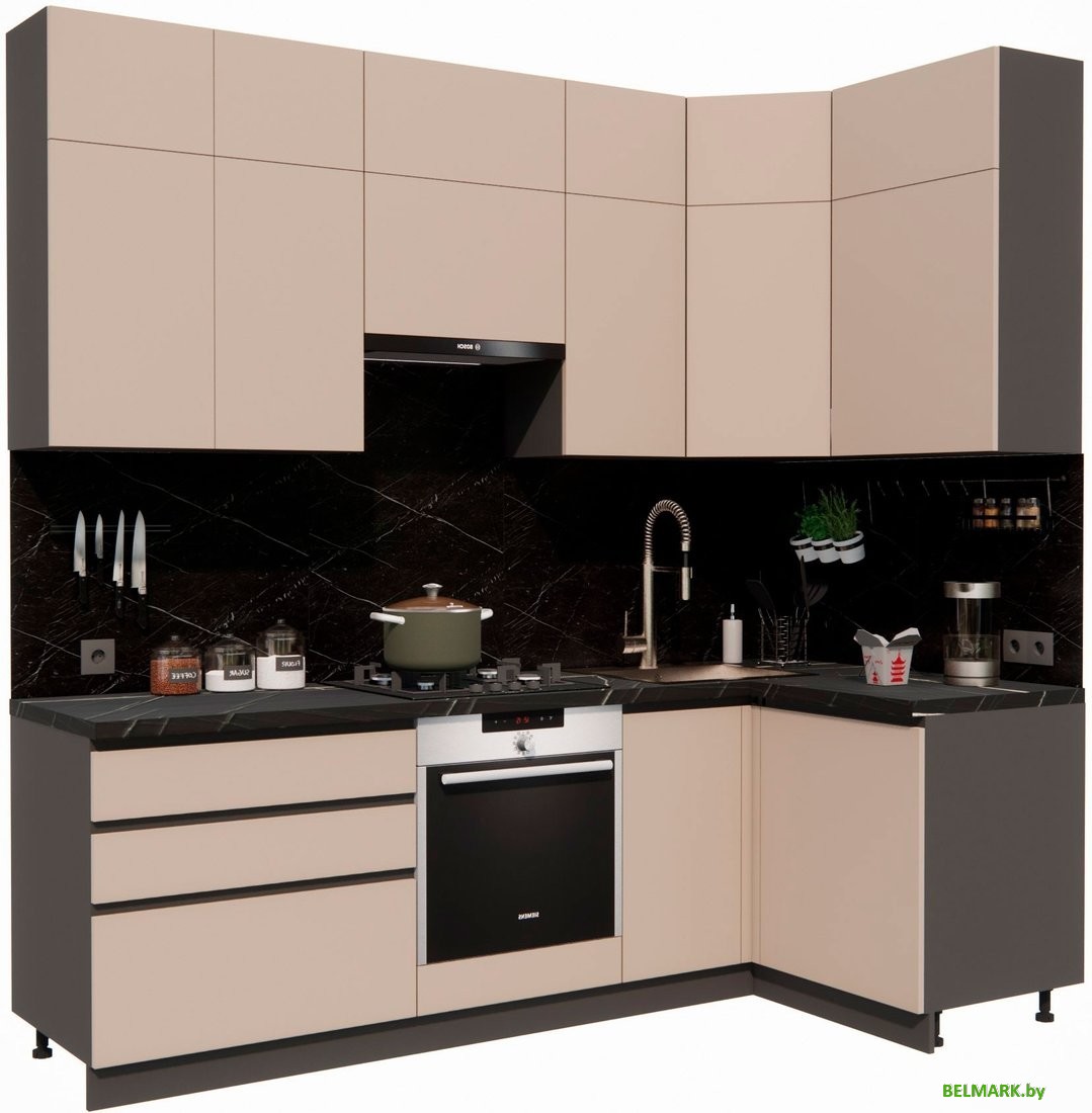 Готовая кухня ВерсоМебель Эко Премиум 1.2x2.4 правая (глиняный серый/ст. тунис) - фото