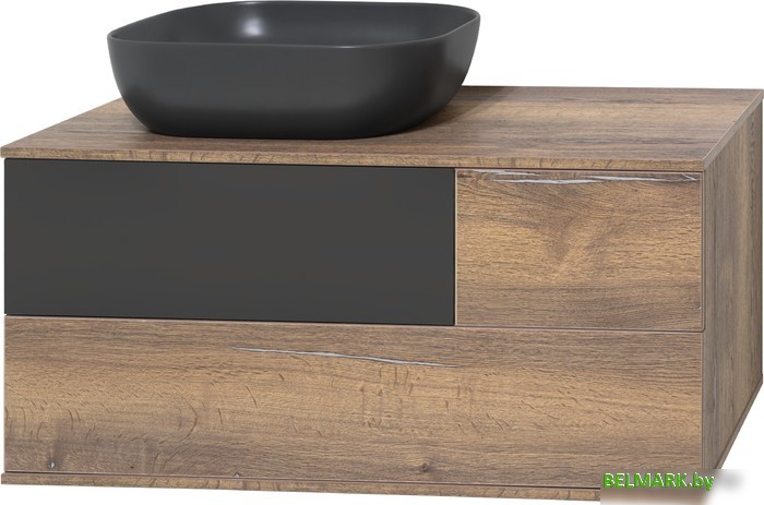 Misty Тумба под умывальник Коломбо 100 П-Кол-01100-074ПЛ (левый, дуб галифакс/антрацит) - фото