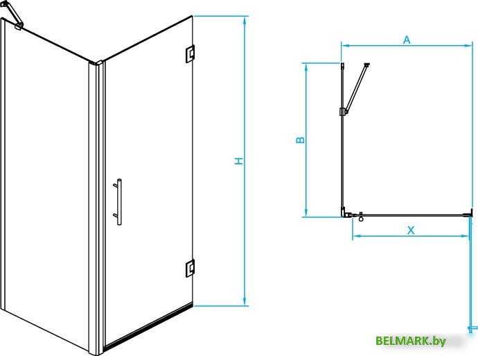 Душевой уголок RGW PA-36B (PA-06B + Z-050-2B + держатель O-204B) 41083688-014 80x80 (черный/прозрачное стекло) - фото2