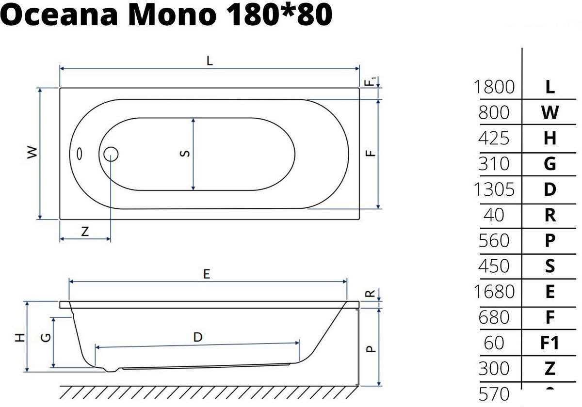 Ванна Excellent Oceana Mono 180x80 - фото2