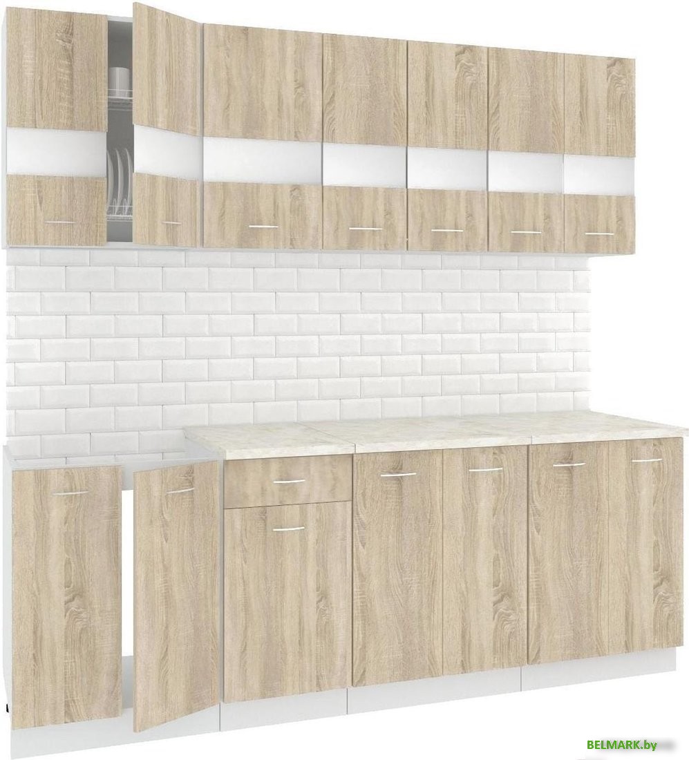 Готовая кухня Кортекс-мебель Корнелия Экстра 2.2м (дуб сонома/мадрид) - фото