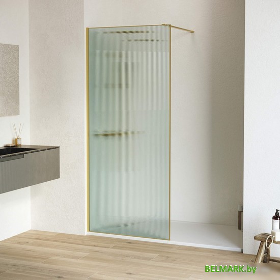 Душевая стенка RGW WA-08G 06100809-156 90 (золото/ребристое стекло) - фото