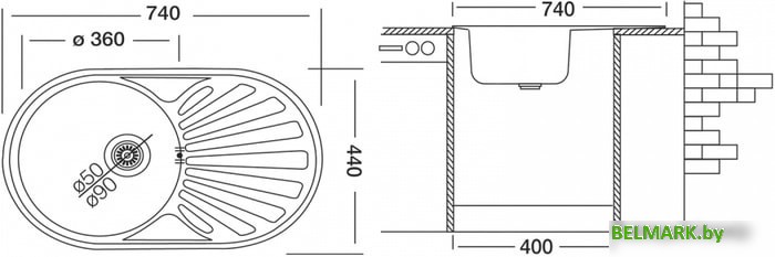 Кухонная мойка Ukinox Фаворит FAP740.440-GT8K 2L - фото2