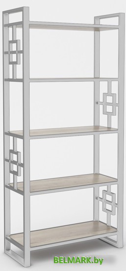 Стеллаж Hype Mebel Квадро 80x170 (белый/древесина белая) - фото