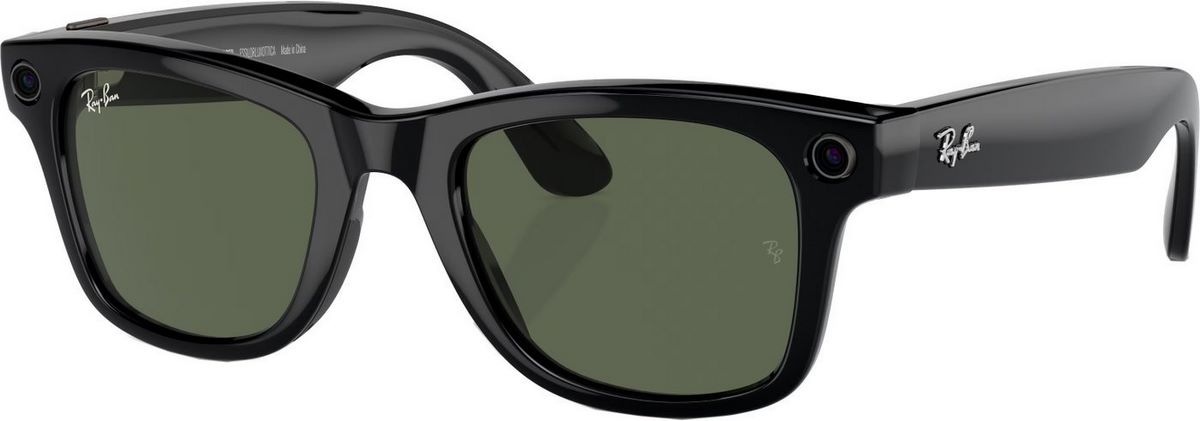 Умные очки Ray-Ban Meta Wayfarer RW4006 (черный глянцевый/зеленый) - фото