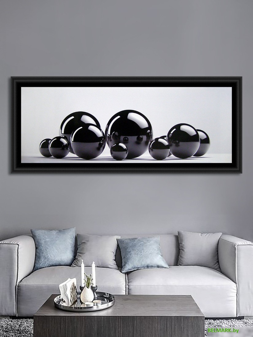 Картина Декарт Абстракция с черными шарами 8Л0422 - фото2