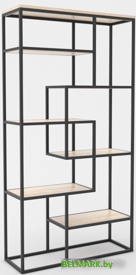 Стеллаж Hype Mebel Зиг-Заг-2 120x200 (черный/древесина белая) - фото