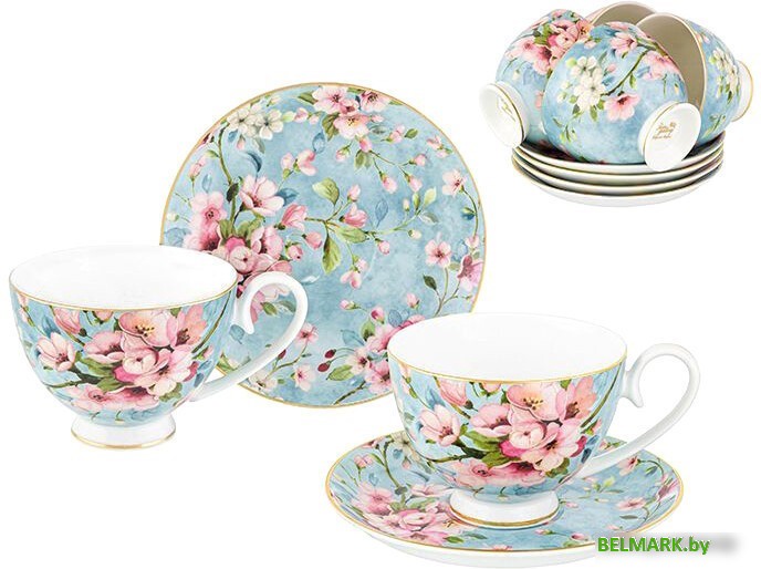 Сервиз Elan Gallery Яблоневый цвет на голубом 420441 - фото