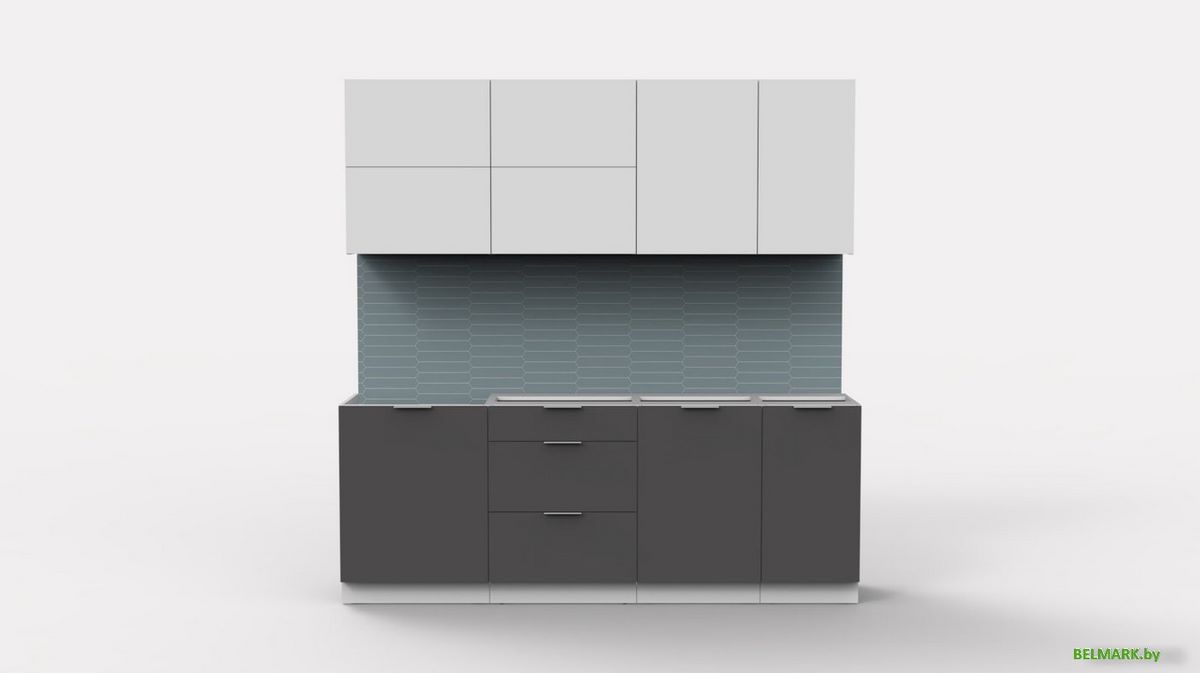 Готовая кухня Интермебель Микс Топ-36 2.1м без столешницы (белый премиум/графит серый) - фото2
