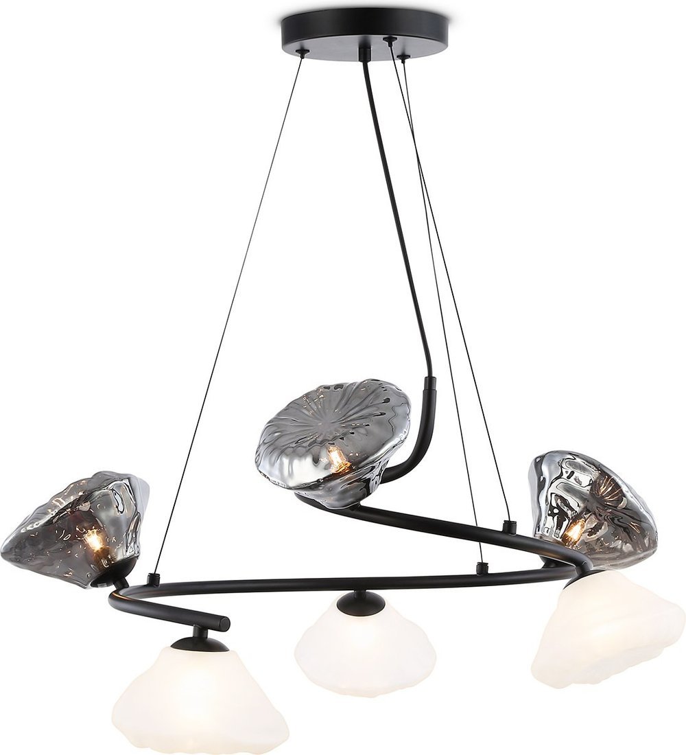 Подвесная люстра Ambrella LH15003/6 BK/FR/SM (черный/белый матовый/дымчатый) - фото