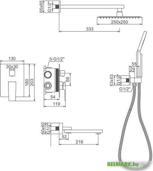 Душевая система Ledeme 2478B-2 - фото2