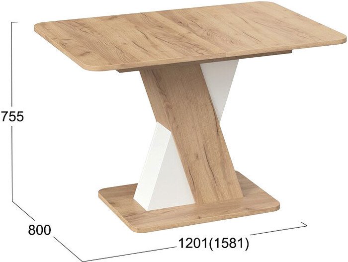 Кухонный стол Трия Люксембург тип 3 (дуб крафт золотой/белый) - фото2